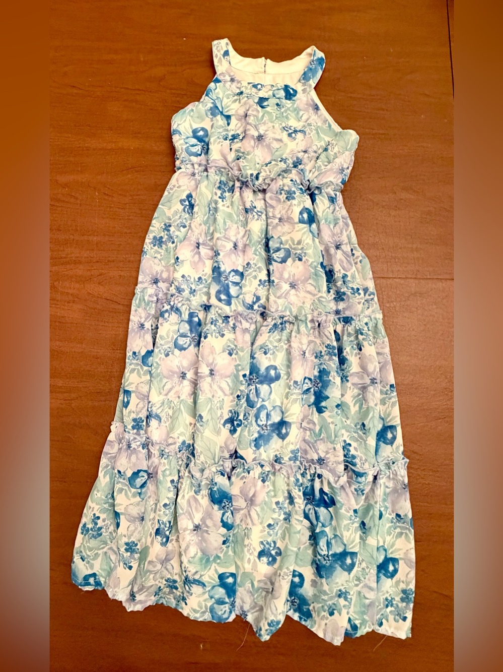 Speechless Kids Girls Size 8 Blue Floral Tiered Halter Maxi Dress Party Easter